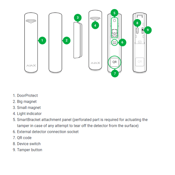 Ajax GlassProtect, zwart, draadloze akoestische glasbreukmelder
