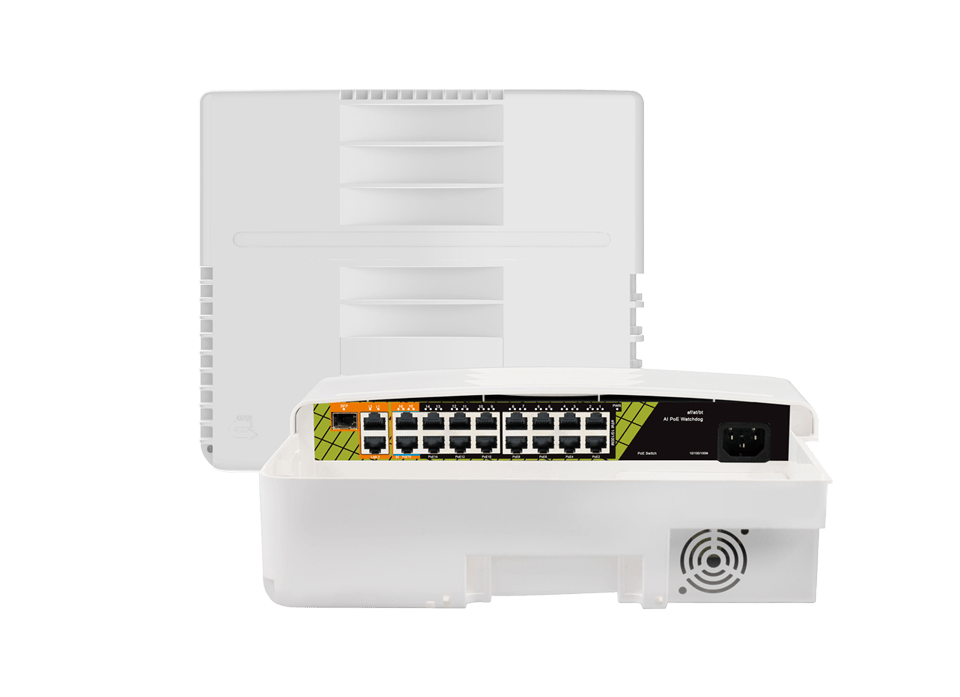 16 Poort IP65 POE Netwerk Switch Gigabit - Meko Security
