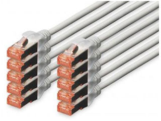 Patchkabel 0,25m Cat6 S-FTP Grijs 10 Pack